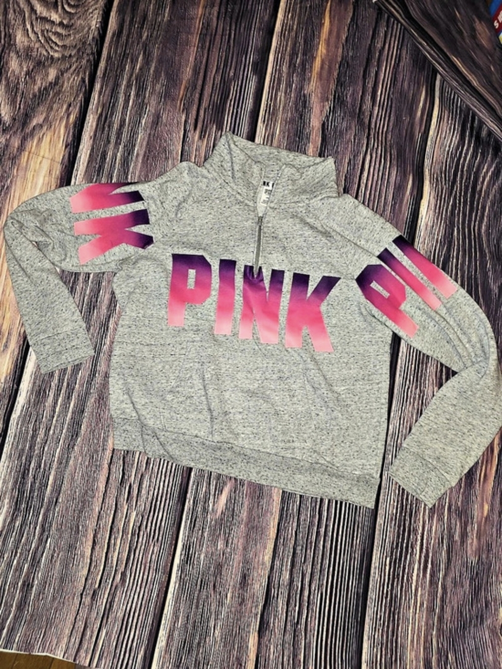 Victoria's Secret PINK Womens Gray & Pink Zip Hoodie Size Large